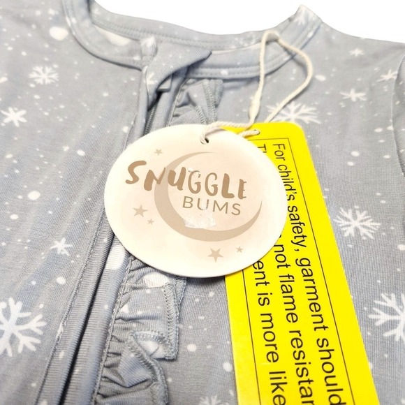 Snuggle Bums Ruffle Butt Bamboo 12-18M Snowflake Baby Girl Zippy Pajamas Sleeper - Picture 5 of 11